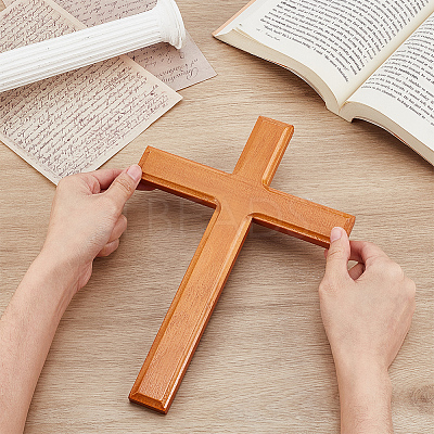 Cross Wood Wall Decorations AJEW-WH0596-673-1