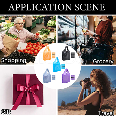 5Pcs 5 Colors Reusable Polyester Supermarket Shopping Tote Bags ABAG-CN0001-49-1