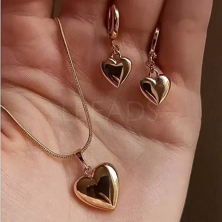 Heart Alloy Hoop Earrings & Pendant Necklaces Sets FS-WG8597C-03-1