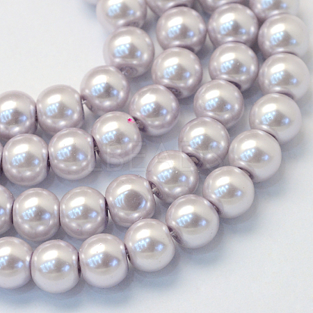Baking Paint Pearlized Glass Pearl Round Bead Strands X-HY-Q003-4mm-25-1
