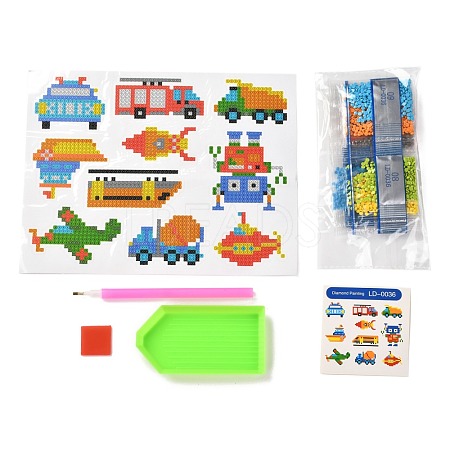 DIY Transportation Diamond Painting Stickers Kits For Kids DIY-O016-17-1