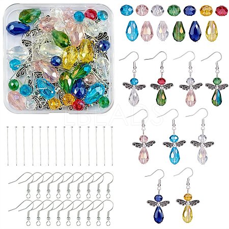 DIY Faceted Beads Earring Making Kit DIY-SZ0007-70-1