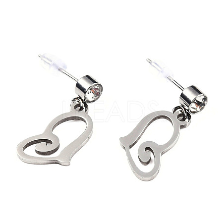 201 Stainless Steel Dangle Stud Earrings EJEW-T008-JN737-1
