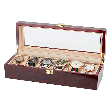 6-Slot Wooden Watch Display Case ODIS-WH0061-02A-1