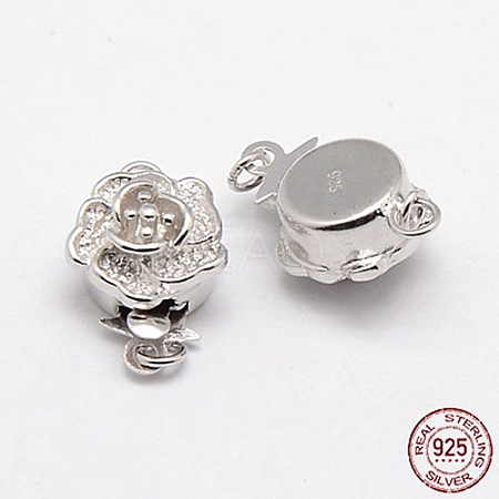Rhodium Plated 925 Sterling Silver Box Clasps STER-A030-64-1