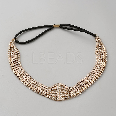Iron with Rhinestone Elastic Headband OHAR-WH0034-26A-1