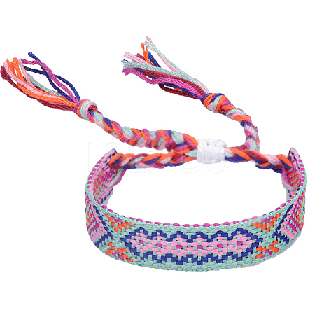 Polyester-cotton Braided Rhombus Pattern Cord Bracelet FIND-PW0013-001A-30-1