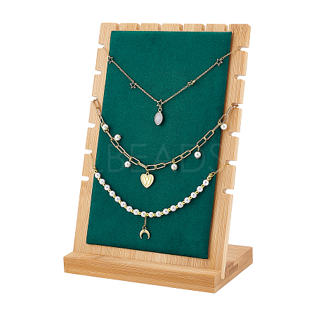 Bamboo Wood Multiple Necklace Display Stands NDIS-WH0003-008-1
