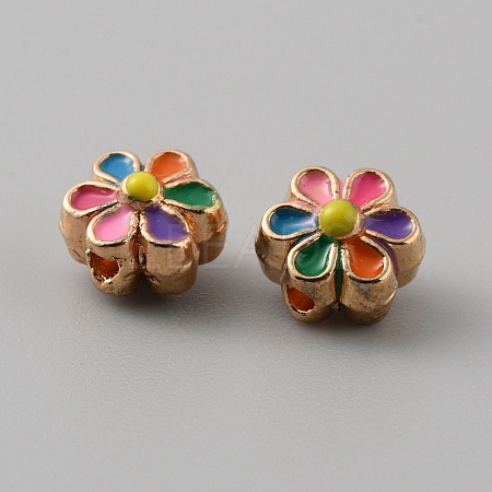 Light Gold Tone Alloy Enamel Beads ENAM-WH0057-43A-1