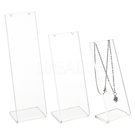 3Pcs 3 Szies Transparent Acrylic Necklace Display Stands NDIS-WH0006-11-1