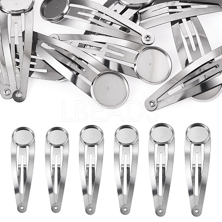 15Pcs 3 Styles 304 Stainless Steel Snap Hair Clip Finding STAS-TA0006-49-1