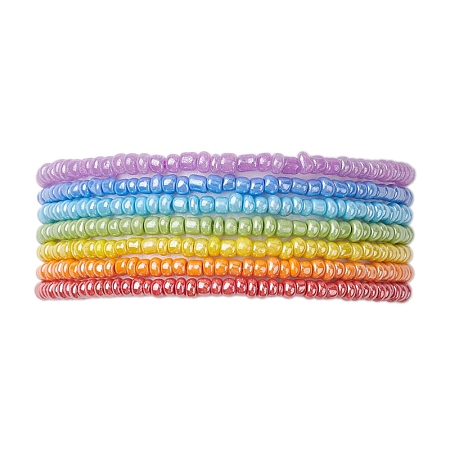 7 PCS Rainbow Style Glass Seed Beads Bracelets for Women BJEW-JB10067-1