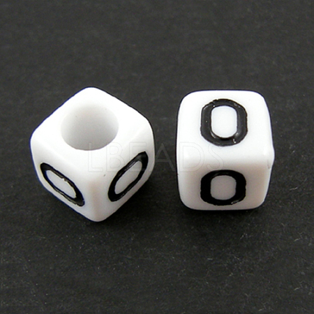 Letter Acrylic European Large Hole Beads OPDL-R050-10mm-O-1