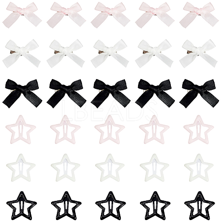 30Pcs 3 Colors Star Iron Enamel Snap Hair Clips OHAR-SP0001-03-1