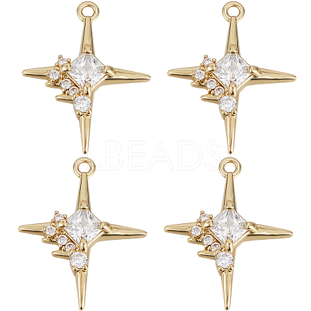 8Pcs Brass Micro Pave Cubic Zirconia Pendants KK-BBC0010-90-1