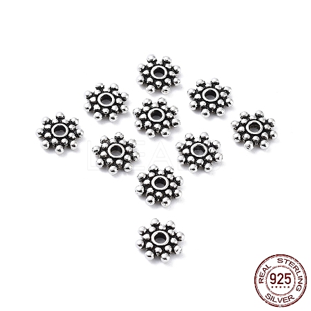 925 Thailand Sterling Silver Double Daisy Spacer Beads STER-NH0001-10AS-1