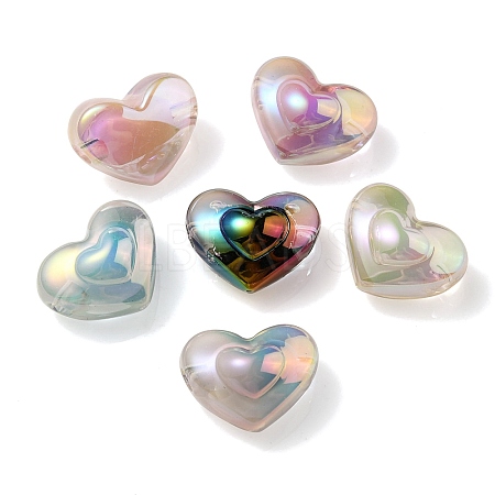 UV Plating Rainbow Iridescent Transparent Acrylic Beads OACR-C007-04-1