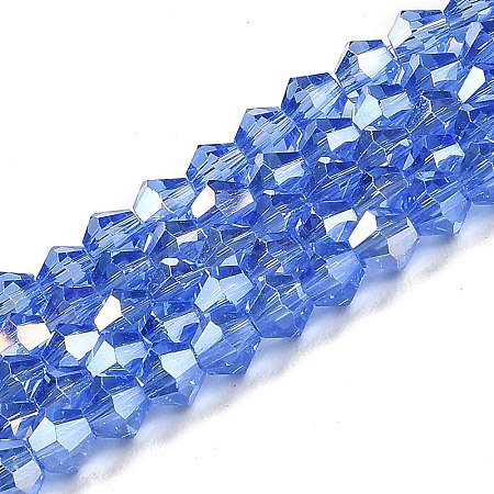 Transparent Electroplate Glass Beads Strands EGLA-A039-T4mm-B07-1