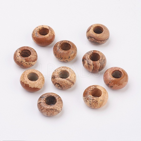Natural Picture Jasper European Beads X-G-G740-14x8mm-03-1