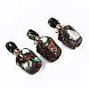 Assembled Synthetic Bronzite and Imperial Jasper Openable Perfume Bottle Pendants G-S366-058C-1