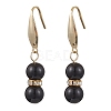 Natural Black Onyx with Rhinestone Dangle Earrings for Women EJEW-JE06042-1