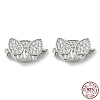 Rhodium Plated 925 Sterling Silver Pave Clear Cubic Zirconia Box Clasps STER-M114-10P-1