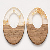 Transparent Resin & Walnut Wood Pendants RESI-T023-08-D01-1