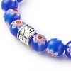 Handmade Millefiori Lampwork Round Beads Stretch Bracelets BJEW-JB06057-02-2