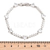 Brass Pave Cubic Zirconia Heart Link Chain Bracelets for Women KK-CBA68DA-10P-01-5
