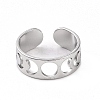 304 Stainless Steel Hollow Out Moon Phase Open Cuff Ring for Women RJEW-C053-04P-2