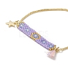 Handmade Japanese Seed Rectangle & Star & Tassel Charms Slider Bracelet BJEW-MZ00013-03-2