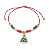 4Pcs 4 Style Christmas Theme Alloy Enamel Charm Bracelets Set BJEW-JB11087-3