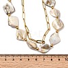 304 Stainless Steel with Dyed Floral White Natural Shell Nuggets Beaded Double Layer Necklaces for Women LS-NJEW-G181-13G-3