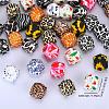 Colorful Pattern Printed Silicone Focal Beads SI-JX0022A-14-2