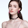 4 Pairs 4 Colors Alloy Flower Dangle Stud Earrings for Women EJEW-FI0002-99-7