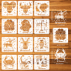 12Pcs 12 Styles PET Hollow Out Drawing Painting Stencils DIY-WH0394-0101-2