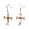 Japanese Seed Braided Cross Dangle Earrings EJEW-MZ00040-1