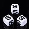 Acrylic Horizontal Hole Letter Beads PL37C9129-S-1