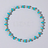 Beach Vacation Style Natuarl Aquamarine & Dyed White Jade Beaded Stretch Bracelet Women RO9590-4-1