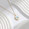 304 Stainless Steel Enamel Geometric Magnetic Photo Locket Pendant Necklaces for Women WG980C2-04-2