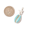 2Pcs 2 Colors Cowrie Shell Enamel & Synthetic Turquoise Starfish Pendants PALLOY-JF03406-3