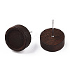 Dyed Wood Flat Round Stud Earrings with 304 Stainless Steel Pin for Women EJEW-TAC0021-13-3