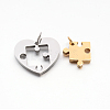Valentine's Couple Jewelry Lovers 304 Stainless Steel Heart with Puzzle Jigsaw Split Pendants STAS-E090-46G-2