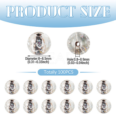 100Pcs Crackle Transparent Glass Beads GLAA-TADJ0001-12B-1
