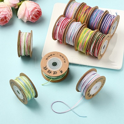 4 Rolls 4 Colors Segment Dyed Macrame Cotton Cord OCOR-YW0001-27C-1