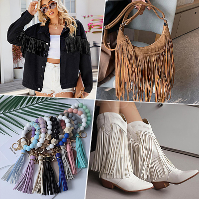 PU Imitation Leather Tassel Ribbon DIY-GF0013-45B-1