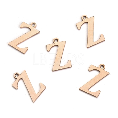 Ion Plating(IP) 304 Stainless Steel Alphabet Charms STAS-H122-Z-RG-1