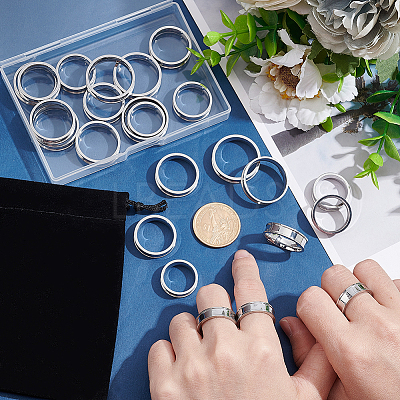 UNICRAFTALE 24pcs 6 Sizes Stainless Steel Blank Core Ring Settings