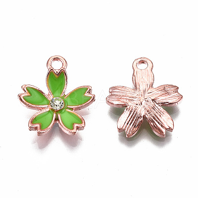 Rose Gold Tone Alloy Rhinestone Enamel Pendants LS-ENAM-J476-01RG-1
