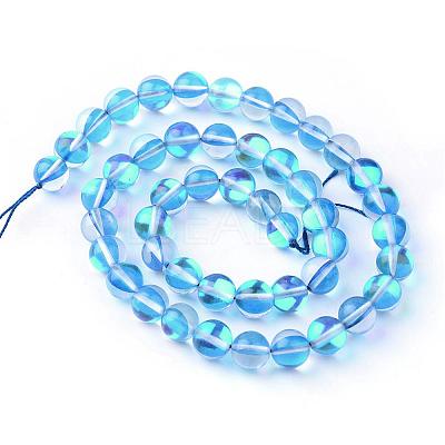Synthetic Moonstone Beads Strands G-R375-8mm-B11-1